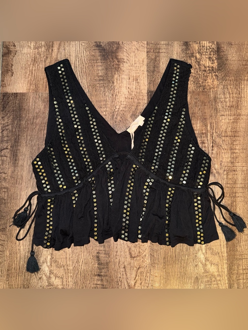 Anthropologie Forever That Girl Embellished Sequin V-Neck Top NWT